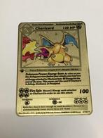 Gouden Charizard Metal Card - Base Set Design, Hobby en Vrije tijd, Verzamelkaartspellen | Pokémon, Ophalen, Zo goed als nieuw