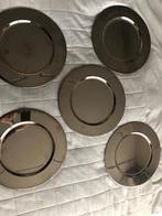 5 hoogglans metaal onderborden 31 cm. In de stijl van Alessi, Huis en Inrichting, Keuken | Servies, Overige materialen, Gebruikt