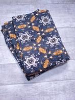 knitted jersey stof lap grijs-geel-oker met print, Ophalen, Overige kleuren, 30 tot 200 cm, 120 cm of meer