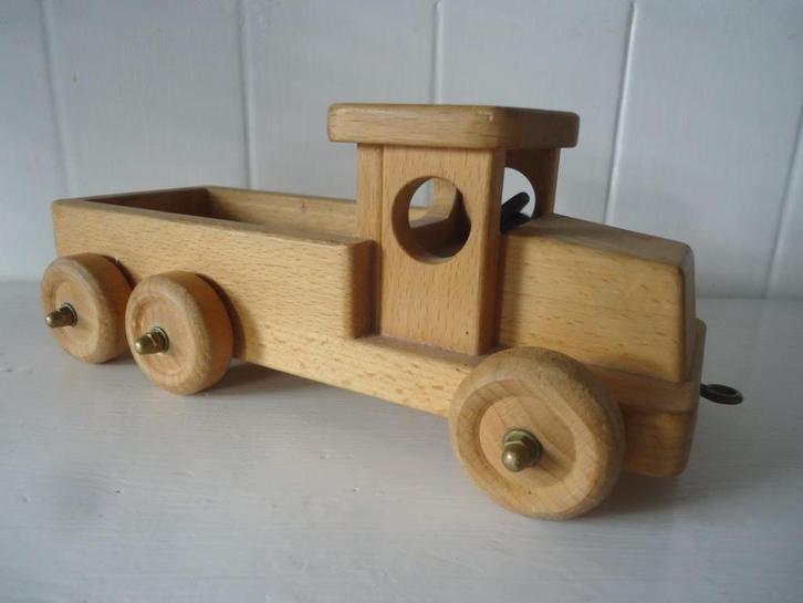 Retro speelgoed houten vrachtauto in goede staat, 6x wielen!, Verzamelen, Speelgoed, Gebruikt, Ophalen of Verzenden