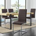 Online Veiling: Eetkamerstoelen 4-delig Vegas Bruin, Huis en Inrichting, Stoelen, Nieuw