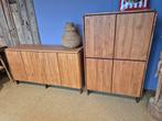 Dressoir met bergkast set - Teakhout, Huis en Inrichting, Kasten | Kledingkasten, Met deur(en), 100 tot 150 cm, 150 tot 200 cm