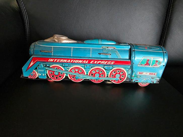 Vintage Blikken Locomotief MF804 - Werkend!, Antiek en Kunst, Antiek | Speelgoed, Ophalen of Verzenden