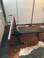 Complete bankdrukset incl. stangen en schijven., Sport en Fitness, Ophalen, Zo goed als nieuw, Benen, Krachtstation