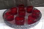 Theelichthouders Rood - Set van 8 op schaal dienblad, Overige materialen, Ophalen of Verzenden, Zo goed als nieuw, Rood