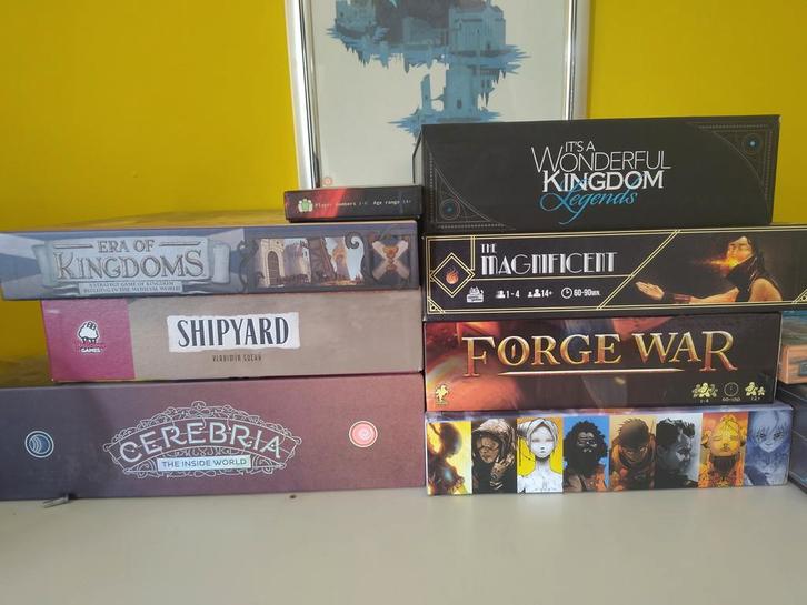 Bordspellen: Forge Wars, Magnificent, Cerebria..., Hobby en Vrije tijd, Gezelschapsspellen | Bordspellen, Zo goed als nieuw, Een of twee spelers