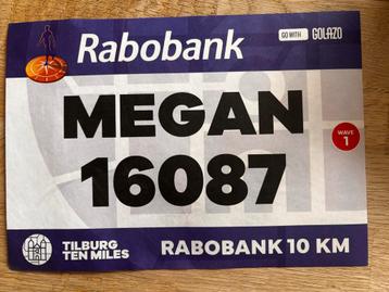 Startnummer 10 KM Tilburg Ten Miles, bieden mag en weg = weg beschikbaar voor biedingen