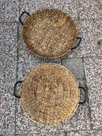 Rieten Manden met Stalen Handvaten - Set van 2, Ophalen, Gebruikt, Mand, Rond