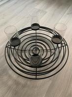 Decoratieve schaal met kaarshouders, Zwart, Ophalen of Verzenden, Zo goed als nieuw, Metaal