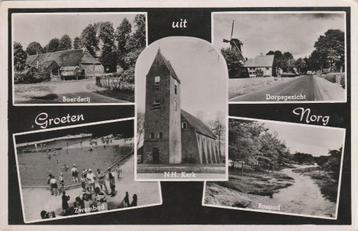 NORG Boerderij Zwembad Kerk Molen Bospad Groeten 1955 beschikbaar voor biedingen