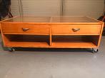 Salontafel hout/glas met lades op wieltjes, Ophalen, 100 tot 150 cm, 50 tot 100 cm, Minder dan 50 cm