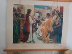 Oude Schoolplaat - Religieus Tafereel, Antiek en Kunst, Ophalen of Verzenden, Overige thema's