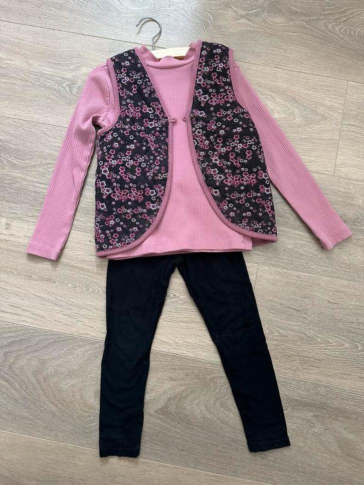Najaarsetje met omkeerbaar gilet maat 98, Kinderen en Baby's, Kinderkleding | Maat 98, Zo goed als nieuw, Meisje, Ophalen of Verzenden