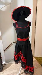 Carnaval jurkje Spaanse danseres maat 38/40 + hoed, Maat 38/40 (M), Carnaval, Ophalen of Verzenden, Zo goed als nieuw