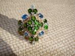 zilver ring 13,8g maat19  chroomdiopsiet saffier bergkristal, Sieraden, Tassen en Uiterlijk, Ringen, 19 tot 20, Ophalen of Verzenden