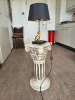Gipsen Pilaar Lamp met Gouden Luipaard, Ophalen, Stof, 50 tot 75 cm, Zo goed als nieuw
