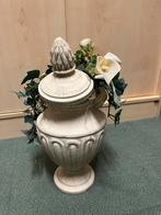 Mooie gevulde aardewerk pot met deksel creme/grijs h 40, Ophalen, Nieuw