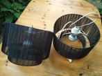 2 x hanglamp, Vintage - zwarte gaas-stof, Ophalen of Verzenden, Gebruikt, Rond, 25 tot 50 cm