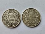 2x Zwitserland 2 francs 1946 en 1937 zilver., Ophalen of Verzenden, Overige landen, Setje, Zilver