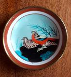 Bijzonder vintage keramisch schoteltje in messing behuizing, Ophalen