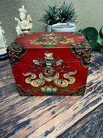 Tibet handbeschilderd kistje Tibetaanse kist handwerk, Huis en Inrichting, Woonaccessoires | Kisten, Minder dan 50 cm, Ophalen of Verzenden
