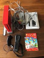 Wii Rood, incl. zwarte Wii Controller + Nunchuk, Mario spel, Spelcomputers en Games, Spelcomputers | Nintendo Wii, Met 1 controller
