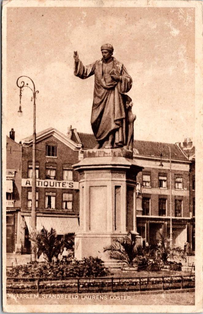 Haarlem - Standbeeld Laurens Coster (1932), Verzamelen, Ansichtkaarten | Nederland, Gelopen, Noord-Holland, 1920 tot 1940, Verzenden