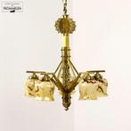 Bijzondere Franse Antieke Art Deco Kroonluchter Hanglamp 20s, Art deco, Gebruikt, Ophalen, Glas