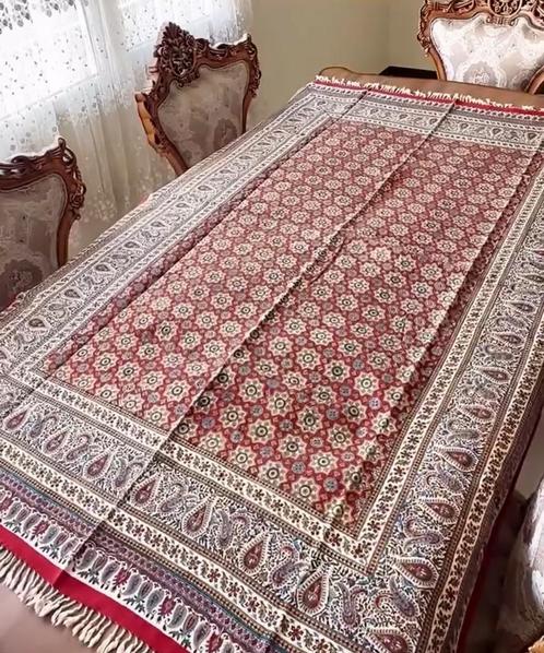 Nieuw Handgemaakt Perzisch Qalamkar Tafelkleed, Huis en Inrichting, Tafelkleden, Nieuw, Rechthoek, Binnen, Ophalen of Verzenden