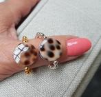 925 Sterling Zilveren Tiger Schelp Ring, Verzenden, Nieuw, 17 tot 18, Met edelsteen