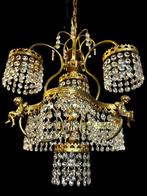 Kristallen lamp met engelen / putty’s, Ophalen of Verzenden, Zo goed als nieuw, Glas, Vintage design hollywood regency