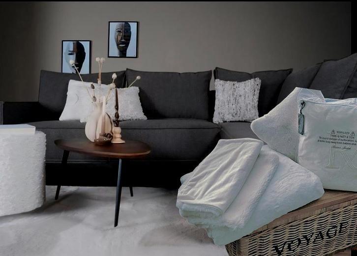 Faux fur plaid,3 pillowcovers & 1 rivièra maison pillowcover, Huis en Inrichting, Woonaccessoires | Kussens, Nieuw, Rechthoekig