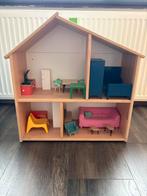 Houten Poppenhuis met Meubels, Kinderen en Baby's, Speelgoed | Poppenhuizen, Ophalen of Verzenden, Gebruikt, Poppenhuis