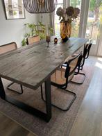 Eettafel Goossens 222x102 bruin zwart, Huis en Inrichting, Tafels | Eettafels, Ophalen, 200 cm of meer, Zo goed als nieuw, Vijf personen of meer