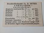 Enkhuizen Reclamekaart Brandstoffenhandel Fa. D. Sietses, Verzamelen, Ophalen of Verzenden, Voor 1920, Ongelopen, Noord-Holland