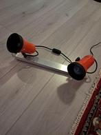 Oranje vintage wand of plafond dubbele spots, Ophalen, Gebruikt, Metaal of Aluminium, Plafondspot of Wandspot
