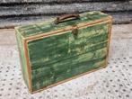Vintage houten kist koffer groen, Ophalen of Verzenden