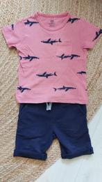 Korte broek + shirt donkerblauw/roze, maat 98/104, Ophalen, Gebruikt, Maat 98