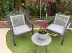 2 stoelen en tafeltje, Tuin en Terras, Gebruikt, Bijzettafel, Aluminium, Tuinset