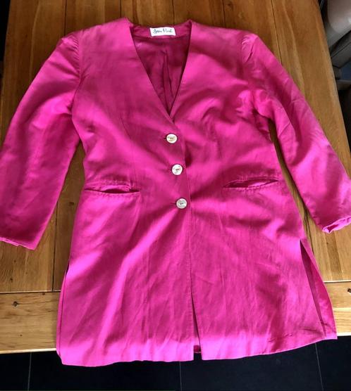 Roze deels linnen Jean Paul jasje, maat 42, Kleding | Dames, Jasjes, Kostuums en Pakken, Zo goed als nieuw, Jasje, Maat 42/44 (L)