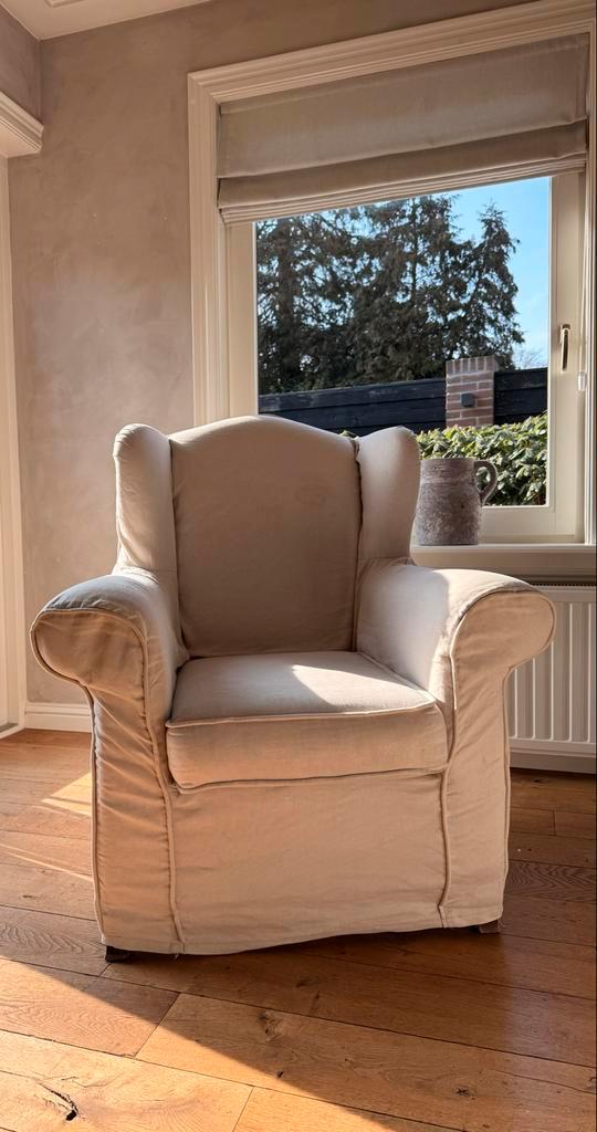 2x Rivièra Maison Linnen Wingchair, Huis en Inrichting, Fauteuils, Gebruikt, Stof, 75 tot 100 cm, 75 tot 100 cm, Ophalen