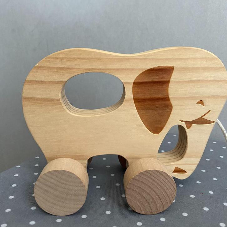 Houten trekdier speelgoed olifant U.Leinss trekolifant, Kinderen en Baby's, Speelgoed | Houten speelgoed, Nieuw, Duw- of Trekspeelgoed