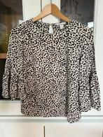 Leuke panterprint blouse-top van H&M met trompetmouwen 34., H&M, Overige kleuren, Ophalen of Verzenden, Zo goed als nieuw