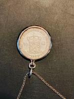 1/2 gulden 1929 met zilveren ketting en hanger, Postzegels en Munten, Munten | Nederland, Ophalen of Verzenden, Koningin Wilhelmina