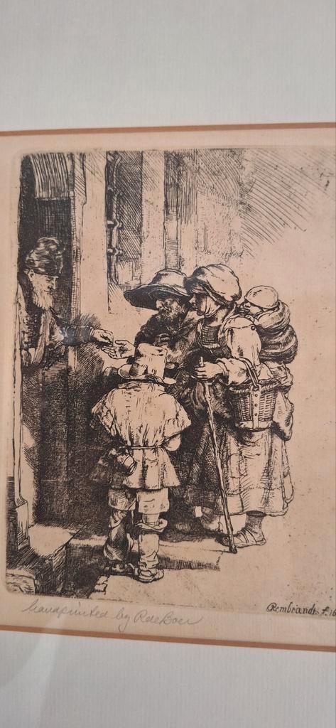 Rembrandt Ets - Handgedrukt door RoeBoer, Antiek en Kunst, Kunst | Etsen en Gravures, Ophalen of Verzenden