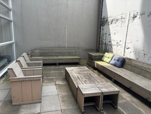 GRATIS Zeer grote houten tuinset inclusief rugkussens, Tuin en Terras, Tuinsets en Loungesets, Gebruikt, Tuinset, Steigerhout