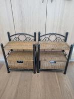 2 Nachtkastjes Metaal & Wicker, Ophalen, Gebruikt, Minder dan 45 cm, Metaal of Aluminium