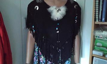Western lederen poncho Cowboy Dames Zwart Leer Suede Country beschikbaar voor biedingen
