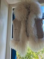 Vintage warmwit schapenwol en kwaliteitsleer, Ophalen of Verzenden, Nieuw, Blauw