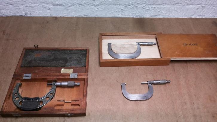 Micrometers Mitutoyo C.E. Johanssons Eskilstuna, Doe-het-zelf en Verbouw, Gereedschap | Handgereedschap, Gebruikt, Ophalen of Verzenden